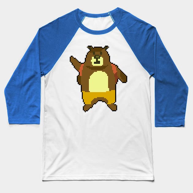 Bear Necessities: Pixel Art Bear Design for Nature-Inspired Fashion Baseball T-Shirt by Pixel.id